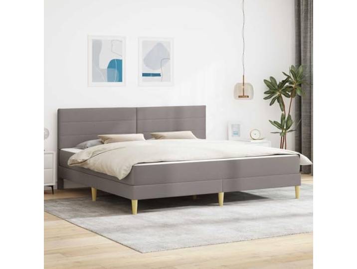 LPERTGFHU Bettrahmen mit Matratze 180 x 200 cm, Taupe Polyester Inklusive Lattenrost, Stabiler Sperrholz-Rahmen, Pflegeleichtes Material