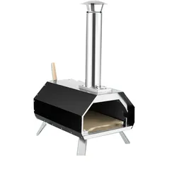COSTWAY Outdoor-Pizzaofen, tragbarer Pizzaofen aus Edelstahl mit Pizzastein und Pizzaschaufel