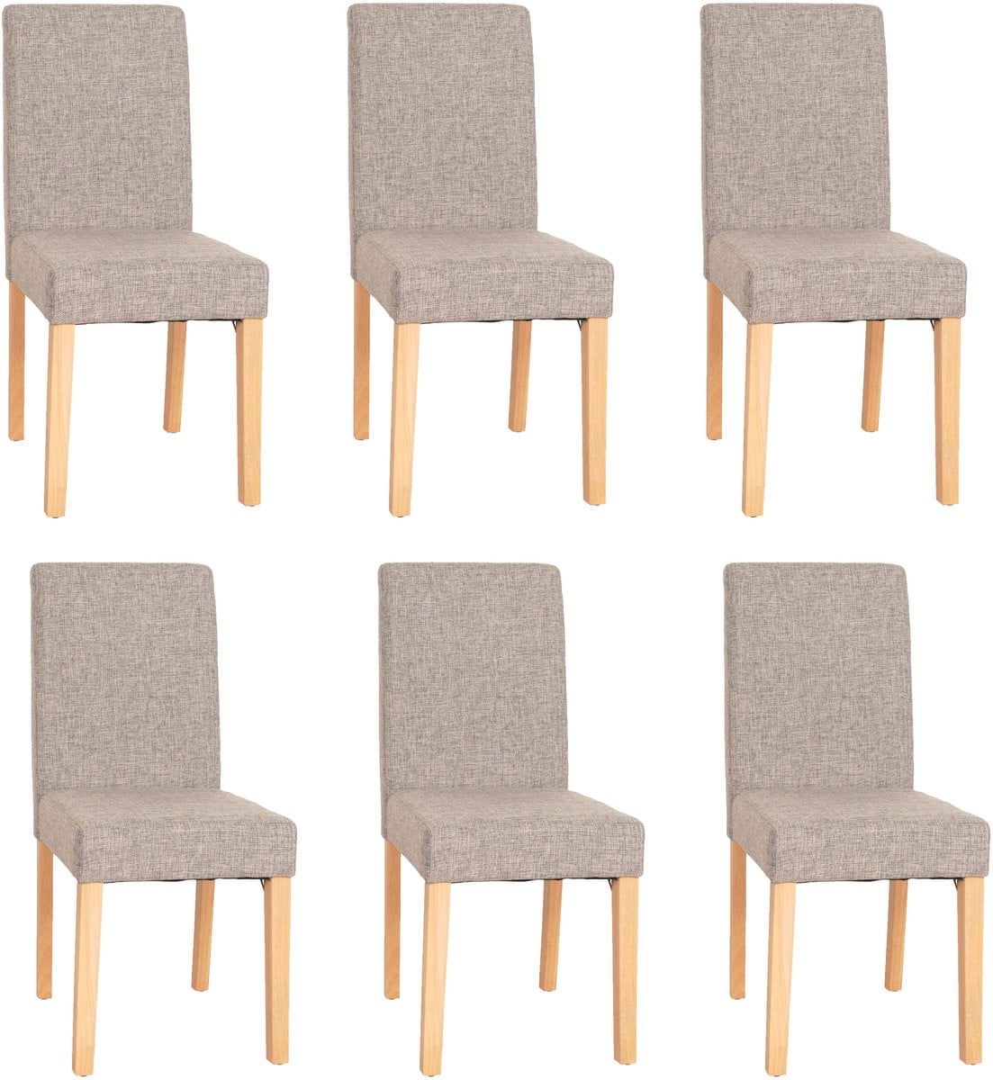Set van 6 eetkamerstoelen Littau - Grijs textiel met lichte poten