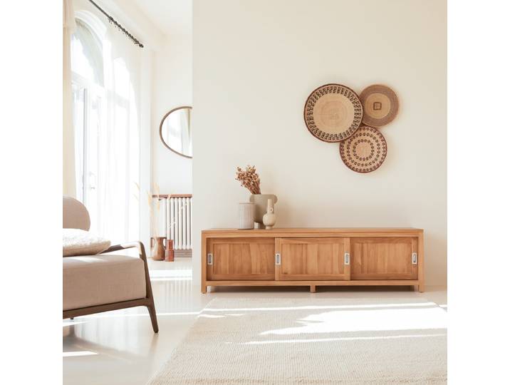 TV-Rack TV Bank massives Teak TV Möbel Neu Tikamoon lowboard sideboard Natur Coffee tek - Natur - Teak