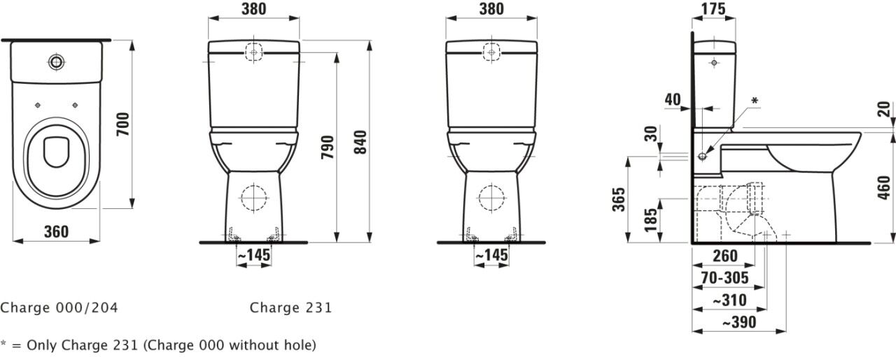 LAUFEN Tiefspül-WC Kombination LAUFEN PRO 700x360x460 Ausführung erhöht VARIO-Abgang zu bestellen H8249554000001