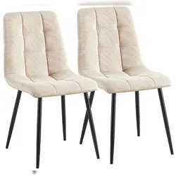 CLP 2er Set Esszimmerstühle Antibes Cord Cord HBT: 84x45x55 cm creme