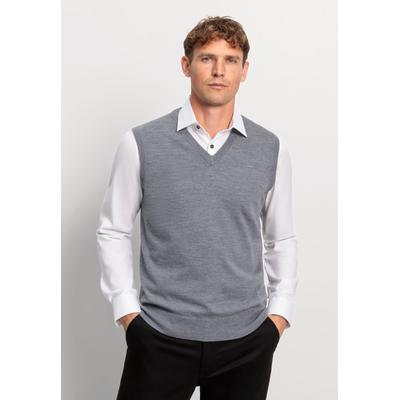 Pullunder OLYMP "OLYMP Casual Strick, Pullunder", Herren, Gr. M, grau (silbergrau), 100% Schurwolle, Pullover Pullunder