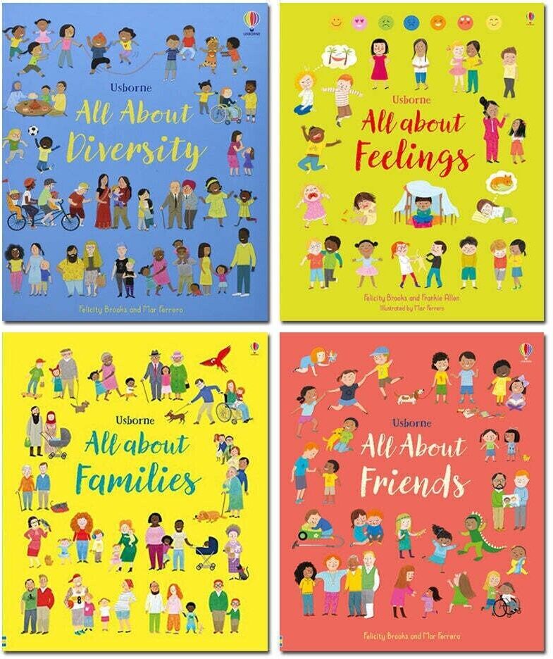 Usborne All About Feelings, Friends & Families My First Books 4 Book Set by Felicity Brooks - Hardback - Ages 3-8 - Emotions, Family & Friendship