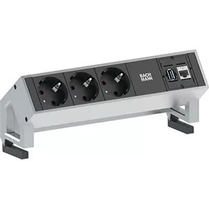 Bachmann Desk2 Tafelcontactdoos met 3x Schuko, 1x Cat6 en 1x USB-poort