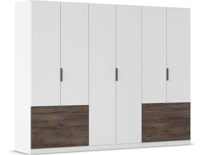 Kleiderschrank RAUCH Koda , weiß (alpinweiß, atlantic oak dunkel), B:271cm H:210cm T:54cm, Holzwerkstoff, Schränke, Kleiderschrank, mit symmetrisch angeordneten Schubladen MADE IN GERMANY