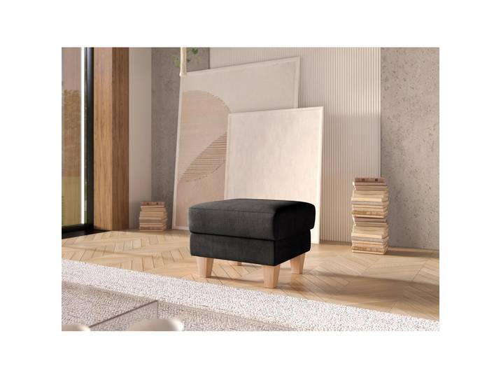 Hocker, Schwarz, 58x48x58 cm, Textil, Quadratisch & Stauraum, Modern, sit&more