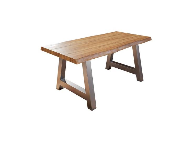SAM® Baumkantentisch Alina, Akazienholz, natur- und nussbaumfarben, Baumkante, Metallgestell