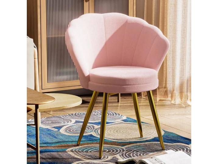 MIPAN Fauteuil Coquillage en Velours Fauteuil Confortable avec Pieds Métal Chaise Relax pour Salon et Chambre Rose