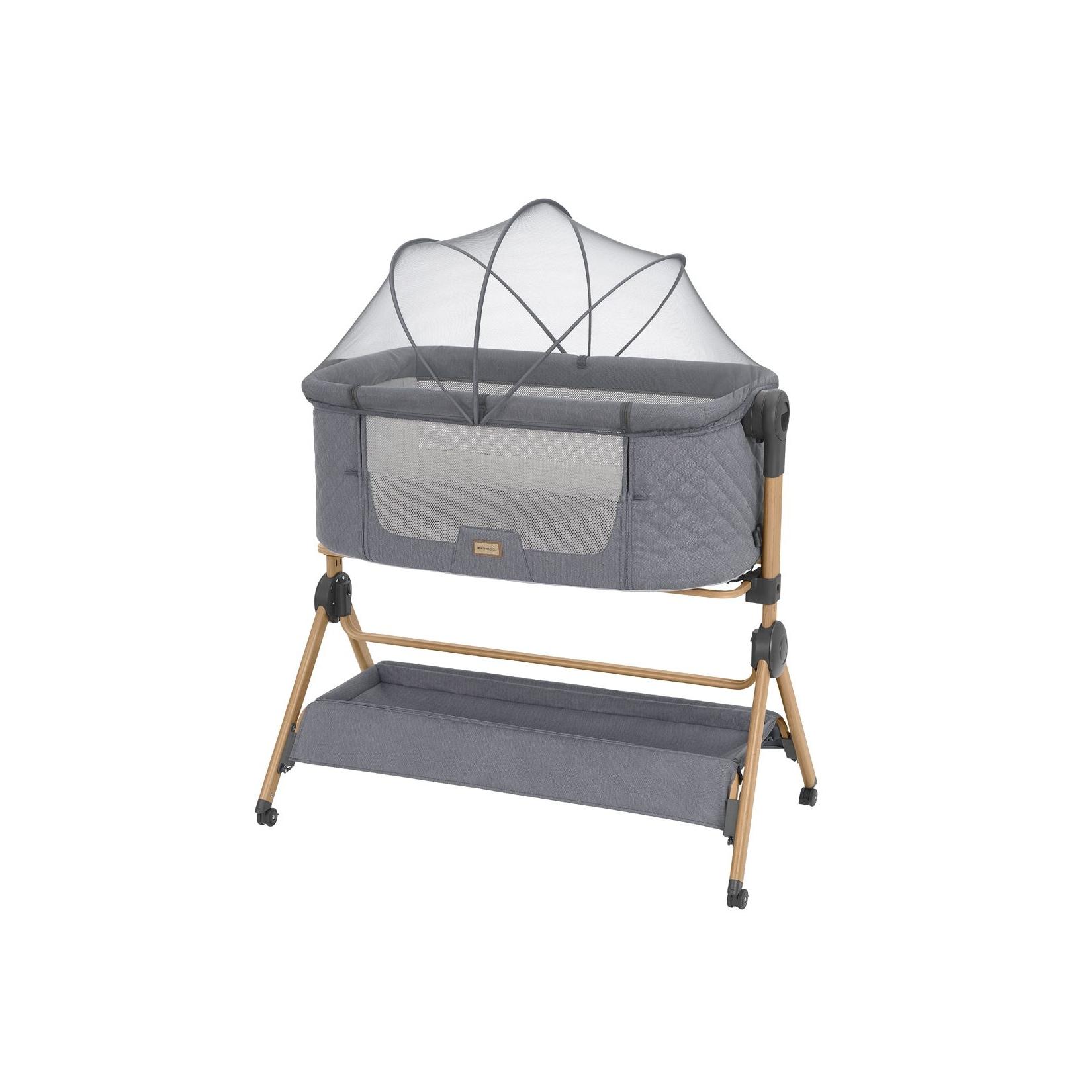 Kikka boo Beistellbett Sleat Me 2 in 1 Hochstuhl, höhenverstellbar, Moskitonetz grau