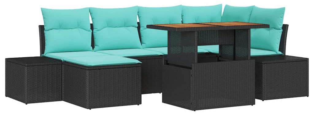 vidaXL Garten Essgruppe 7 stk. Schwarz und Teal