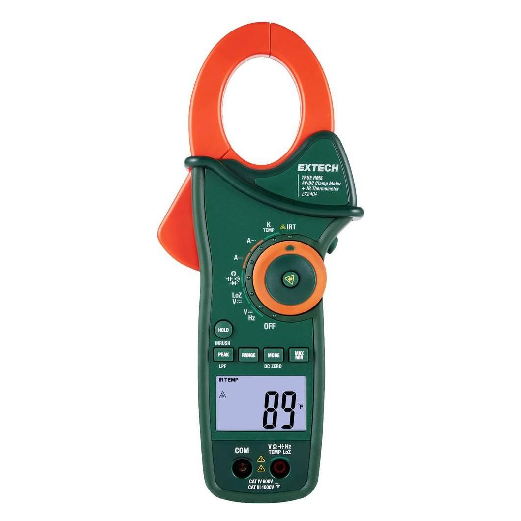 Extech EX840A Stromzange digital IR-Thermometer CAT IV 600V Anzeige (Counts): 6000 (CAT IV 600V, Zangenstrommesser) (EX840A)