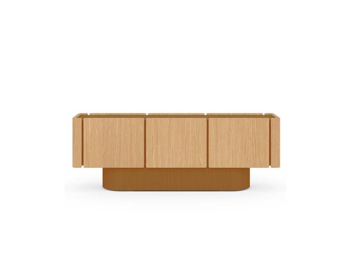 PUNT MOBLES buffet meuble DUNE avec 6 portes (Chêne naturel, cuivre - MDF)