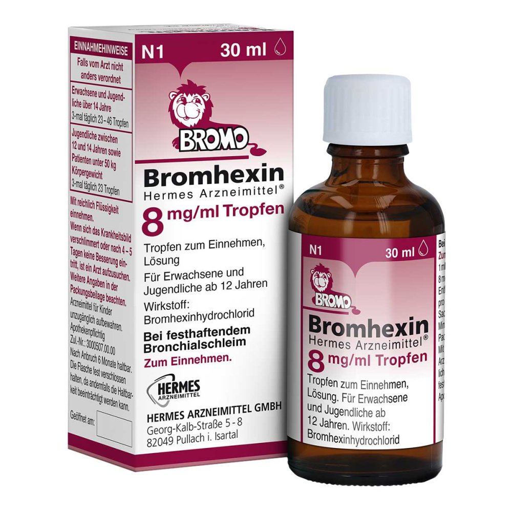 HERMES Arzneimittel GmbH Bromhexin Hermes Arzneimittel 8 mg/ml Tropfen 16260513