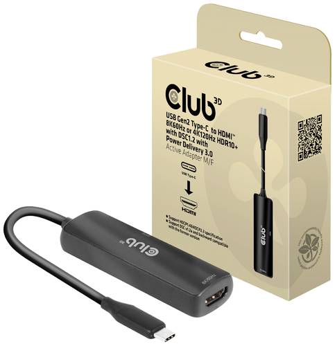 Club3D USB 2.0 Adapter [1x USB-C Stecker - 1x HDMI-Buchse] Adapter USB 3.2 Typ C - HDMI 2.1 17cm