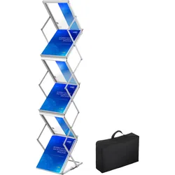 VEVOR Literaturständer, 6 Taschen, Pop-Up-Aluminium-Magazinständer, leichter Kataloghalter, Ständer mit Tragetasche für Wohnzimmer, Hotel, Messe, Ausstellung, Büro