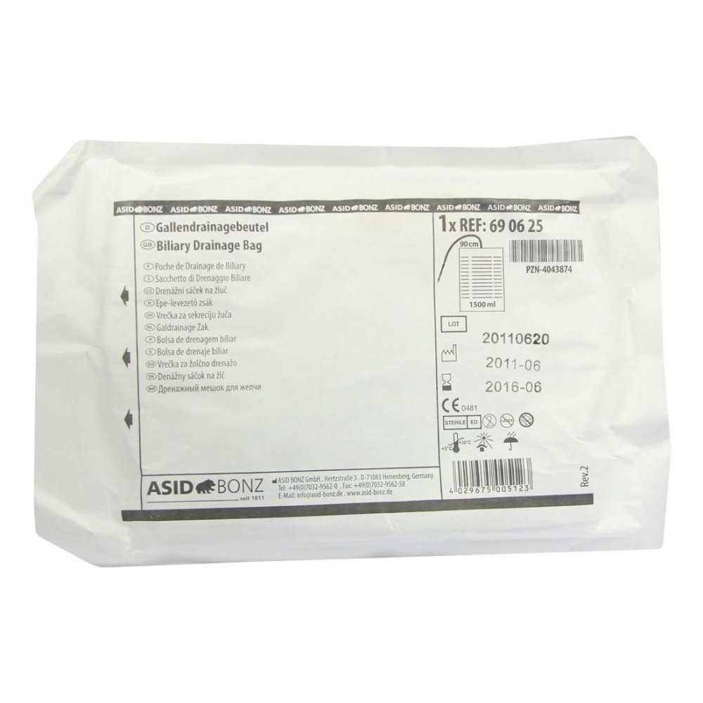 Medline International Germany GmbH Gallendrainage Beutel 1,5l 90cm Schl.st.spez.konn. 04043874
