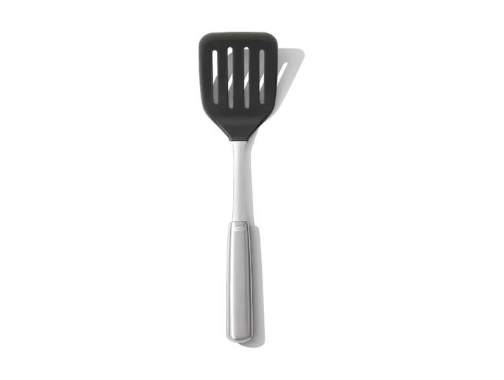 Pfannenwender OXO GOOD GRIPS OXO Silicone Flexible Turner , schwarz (silberfarben), Edelstahl, Silikon, Küchenpaletten, Pfannenwender, der Kopf besteht aus hitzebeständigem Silikon