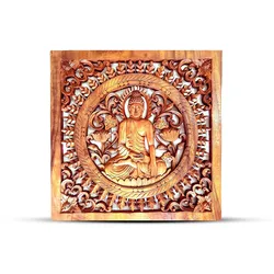 Square Decorative Wooden Buddha Panel 40x40cm