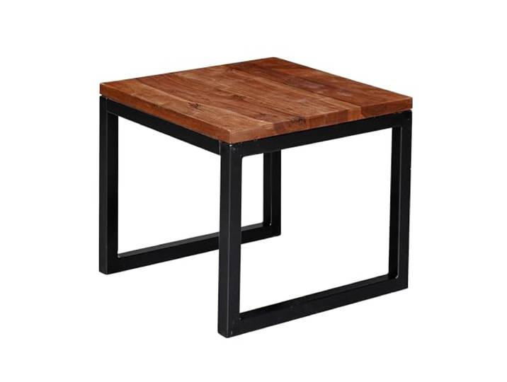 WOHNLING Beistelltisch 45x45x40 cm Sheesham Massivholz Metall Eckig Wohnzimmertisch Industrial auffällig, Holztisch massiv, handgefertigtes Unikat, Designer Tisch für Wohnzimmer