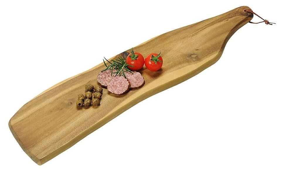 Dripio XL serveerplank van acaciahout met lederen band
