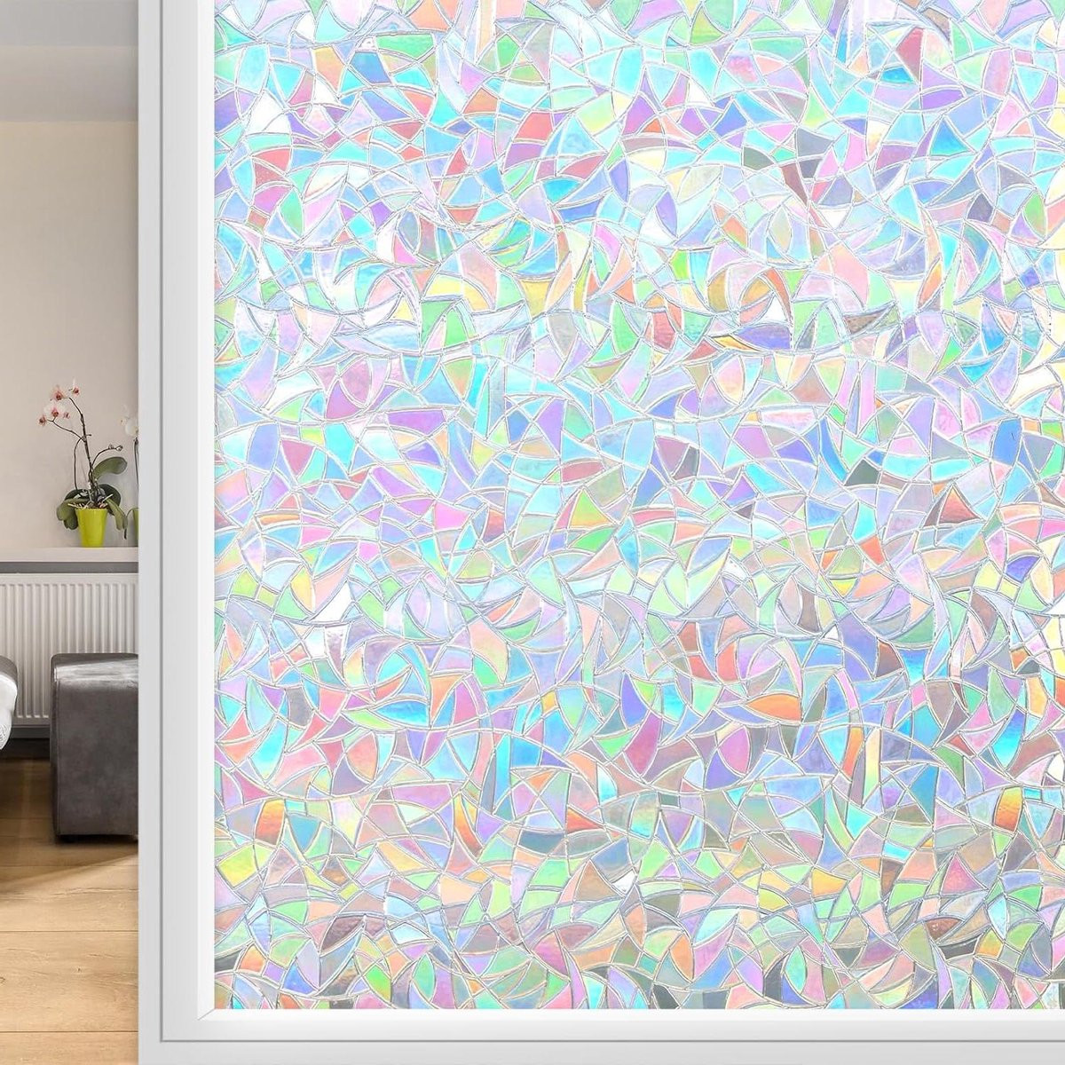 Decoratieve raamfolie met regenboogeffect, Kleurrijk, 30 x 200 cm