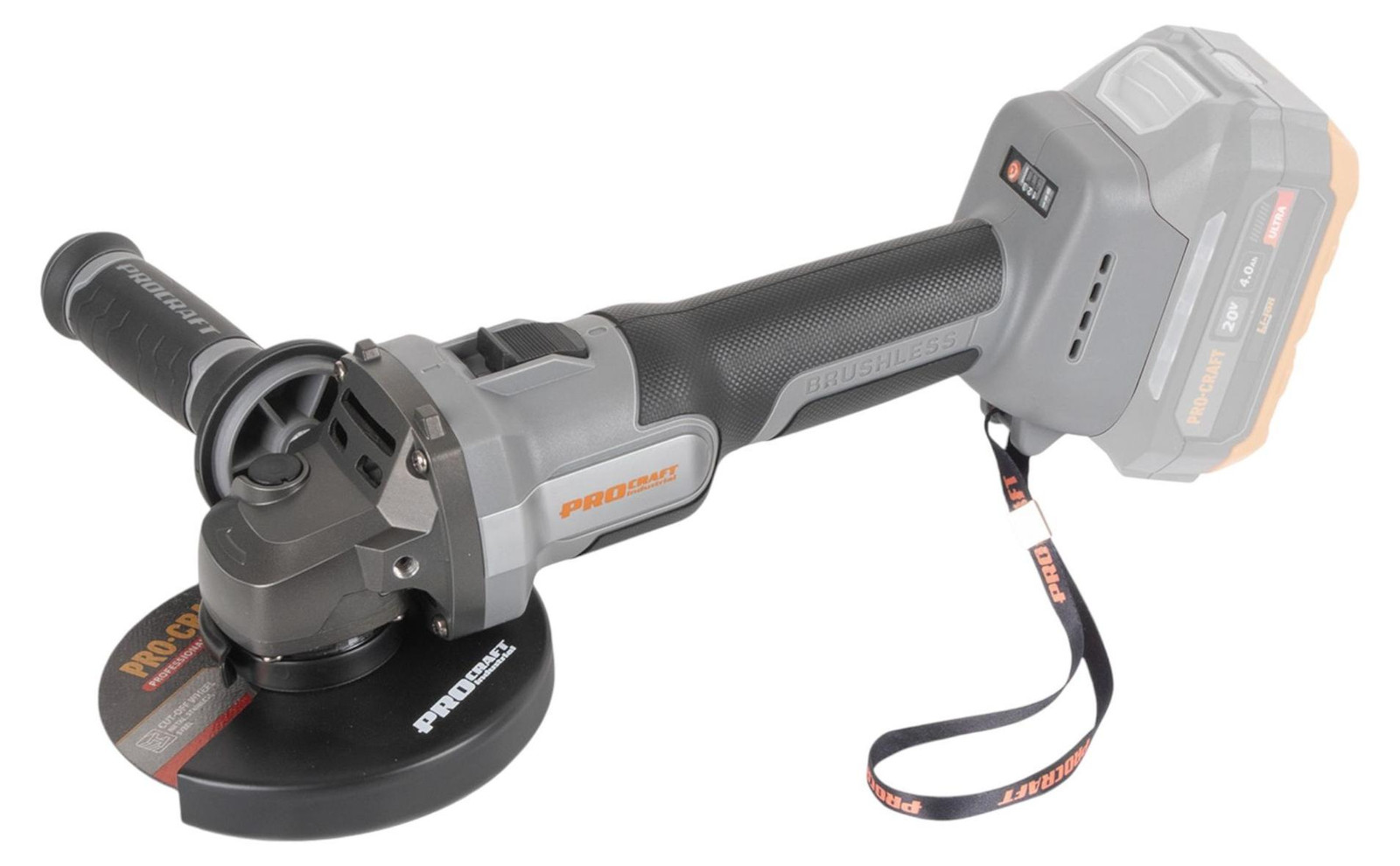 Procraft Industrial AG125Abb accu-haakse slijper 20 V 125 mm borstelloos Solo