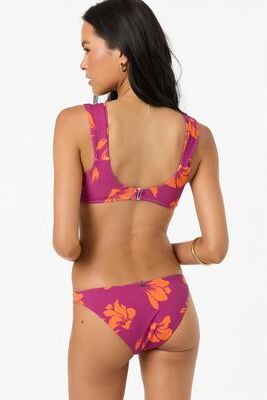O'Neill s Avery Painted Floral Rockley Medium Bottoms in Raspberry, Elastane/Polyamide