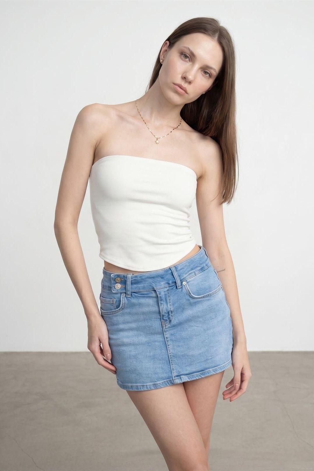 Damen Trägerloses Crop Bandeau Top