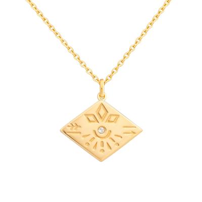 Kette mit Anhänger CAÏ "925 Sterling Silber Topas Tattoo Motiv Raute", gelb, Halsketten, Damen, 45,0cm, Silber 925 (Sterlingsilber), L: 45 B: 18mm, glänzend, B:18mm
