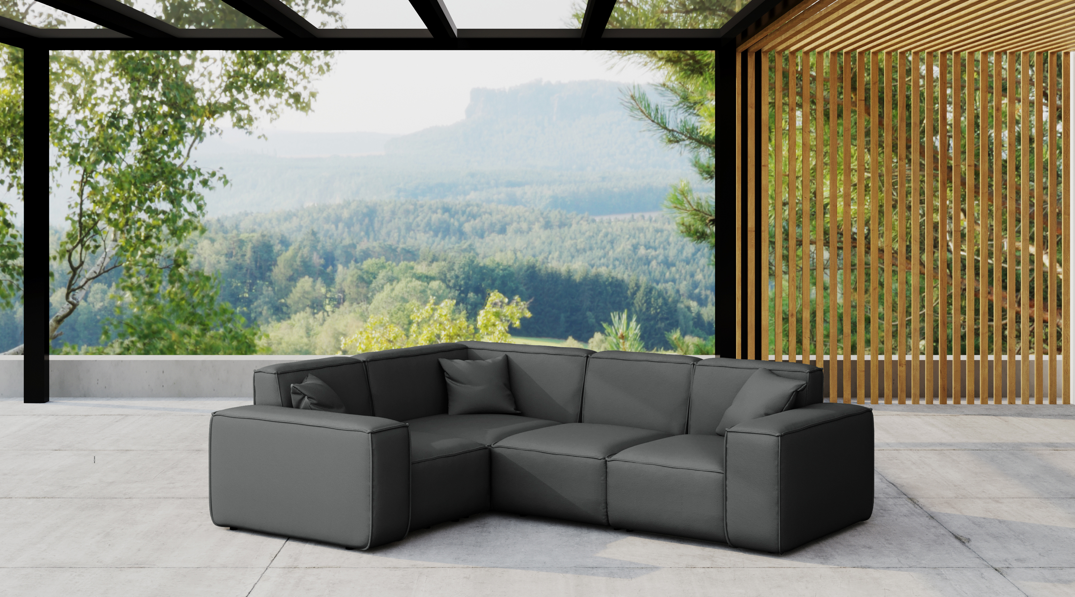 Kaiser Möbel, Gartenmöbel Ecksofa für den Garten MALIBU, die Terrasse, den Hof, gemütliche groß, Gartenmöbel eckcouch, ODYSSEY Anthrazit Links