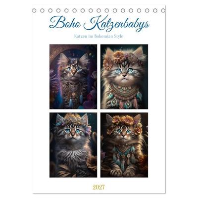 Boho Katzenbabys (Tischkalender 2027 DIN A5 hoch), CALVENDO Monatskalender