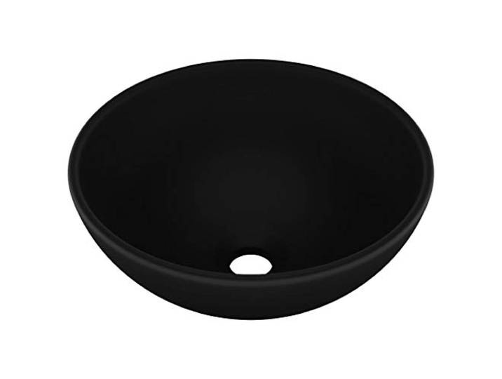 vidaXL Lavabo rond de salle de bain Noir mat 32\,5x14 cm Céramique