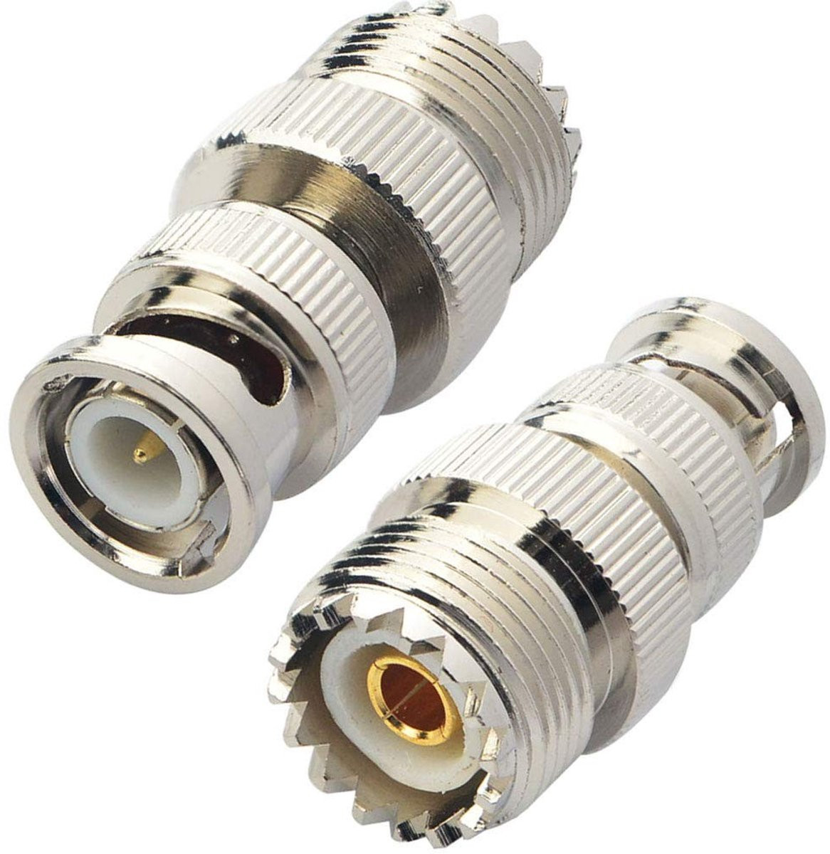 Solidchoice UHF naar BNC Coaxiale Plug Adapter Set van 2 Stuks - Zilver/Messing