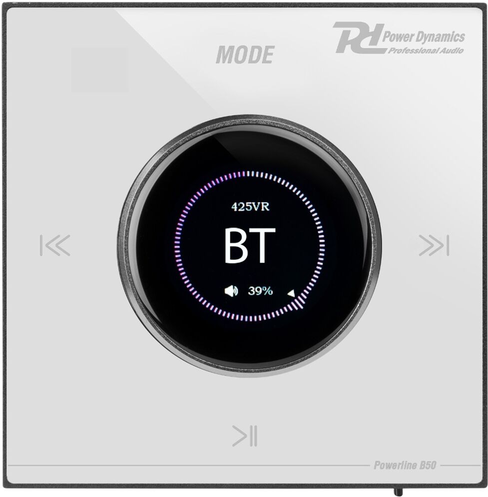 Amplificador Parede LCD 2x 25W Bluetooth/USB/microSD/AUX/FM Branco (POWERLINE B50W) - POWER DYNAMICS