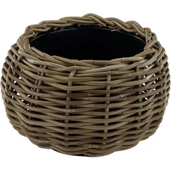 Rotan Drypot Bol – ø 29 x 19 cm – Runde Pflanzenschale – Blumentöpfe für Innen – Pflanzenkörbe – Pflanzenhalter – Pflanzkorb – Grau