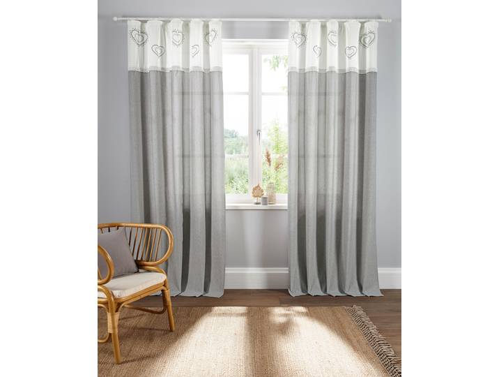 Gardine GOODPRODUCT Louis Gr. 5, grau, B:140cm H:245cm, Baumwolle (Bio-Baumwolle), Gardinen, Gardine, halbtransparent, aus Bio-Baumwolle, einseitig bedruckt