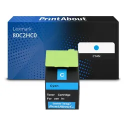 Toner kompatibel mit Lexmark 80C2HC0 (802HC) - Cyan - Hohe Kapazität