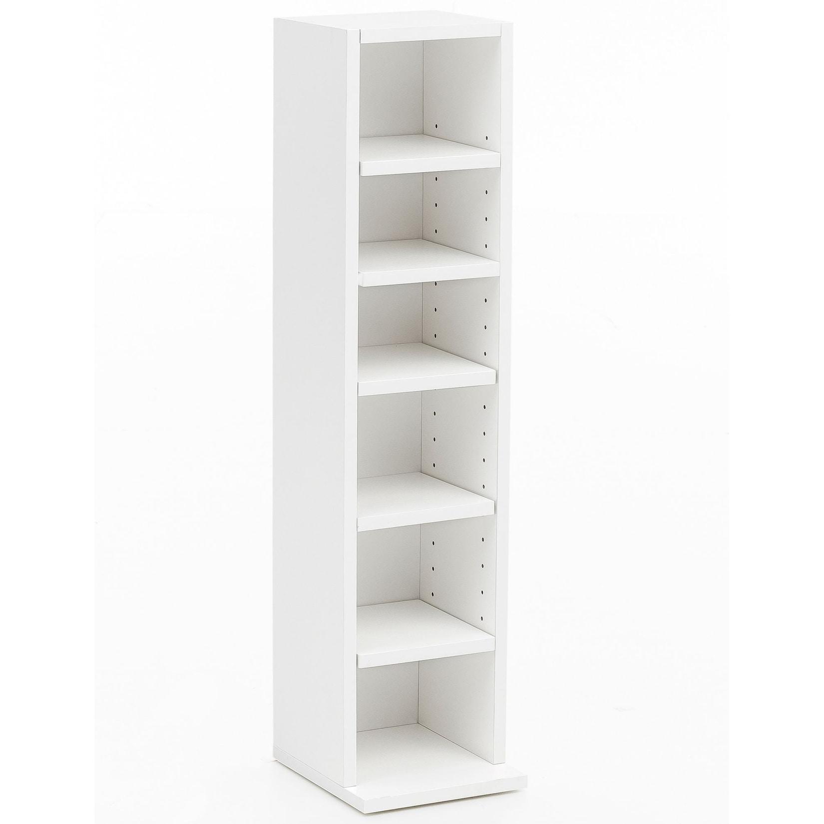 KADIMA DESIGN 6-Fächer Wandregal, Holz weiß, freistehend, schmal, 21x91x25,5 cm.
