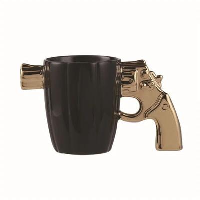 Creative 3D Revolver Modeling Ceramic Coffee Mug gold