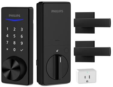 Philips Bluetooth Touchscreen Smart Deadbolt with Wi-Fi Bridge & Square Zinc Lever Set