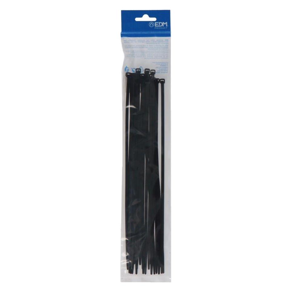 EDM Schwarze Krawatten 300x4,8mm aus hochwertigem Nylon (Blister 25 Stk.) (300 mm, 25 Stk.) (34796594)