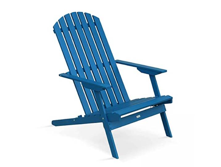 Relaxsessel, zusammenklappbar, Eukalyptusholz, Pazifikblau