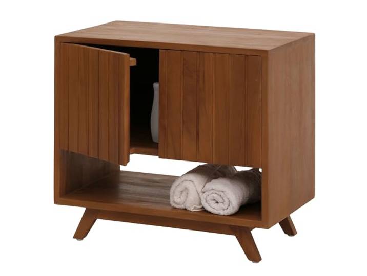 Mendler Teak-Waschbeckenunterschrank HWC-M92 61x65x40cm Waschtisch, Schrank, hochwertiges B-Grade-Teak, (Kernholz, 20-30 Jahre)