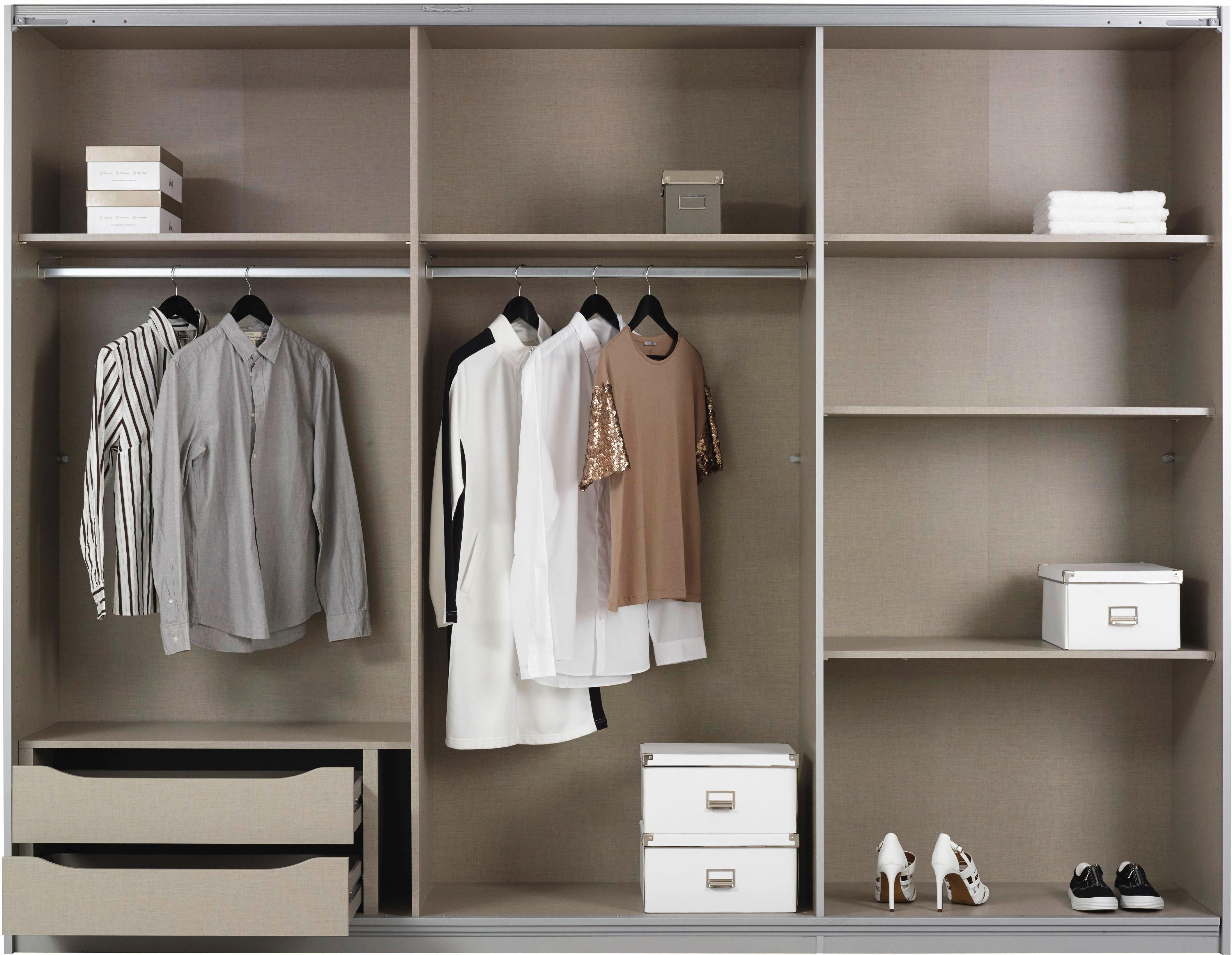 Schwebetürenschrank RAUCH "Kleiderschrank Schrank Garderobe Wäscheschrank Ankleide KULMBACH", weiß, B:270cm H:210cm T:62cm, Holzwerkstoff, Schränke, Schwebetürenschrank, inkl. Schubkasteneinsatz und extra Einlegeböden MADE IN GERMANY