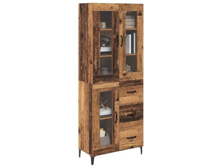 KTHLBRH Anrichte aus altem Holz, 69,5 x 34 x 180 cm, mehrschichtiges Holz Wandschrank, Holzstruktur, Schubladen und Regale, minimalistisches Design