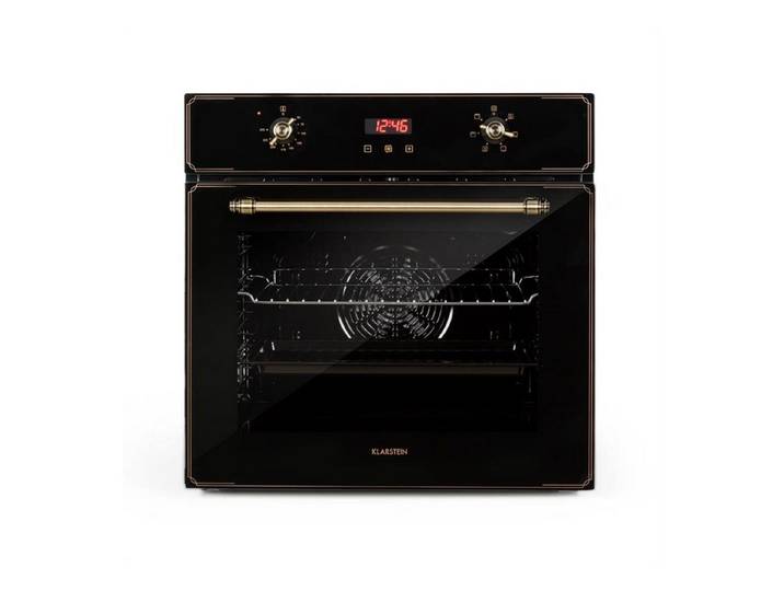 Klarstein Backofen Elizabeth Einbaubackofen Retro 70L 2200W 50-250°C 6 Funktionen Messing Elizabeth, Backofen 70L Retro mit Timer 5 Einschüben & Messing-Drehregler