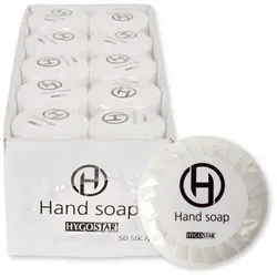 HYGOSTAR 250x Hotelseife einzeln verpackt Weiss rund Ø 4 cm Plisseefalten Seife Gästezimmerseife Hotelzimmer Seife