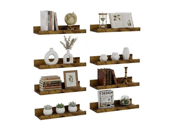 LuxusKollektion Wandboard Schweberegal 8er Set Vintagebraun 60cm, 8-tlg.