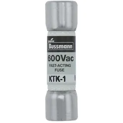 Eaton KTK-1 Sicherungseinsatz, Niederspannung, 1 A, AC 600 V, 100 kA, 10 x 38 mm, ergänzend, UL, CSA, farbcodiert, schwarz, superflink LIMITRON  - 10 Stück